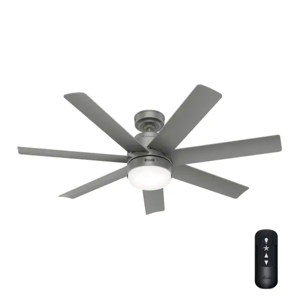 The Brazos delivers exceptional cooling power with 3954 CFM airflow and energy-efficient operation at 344 CFM/W. Its sleek matte silver finish and 7-blade design combine contemporary style with damp-rated durability for outdoor spaces.