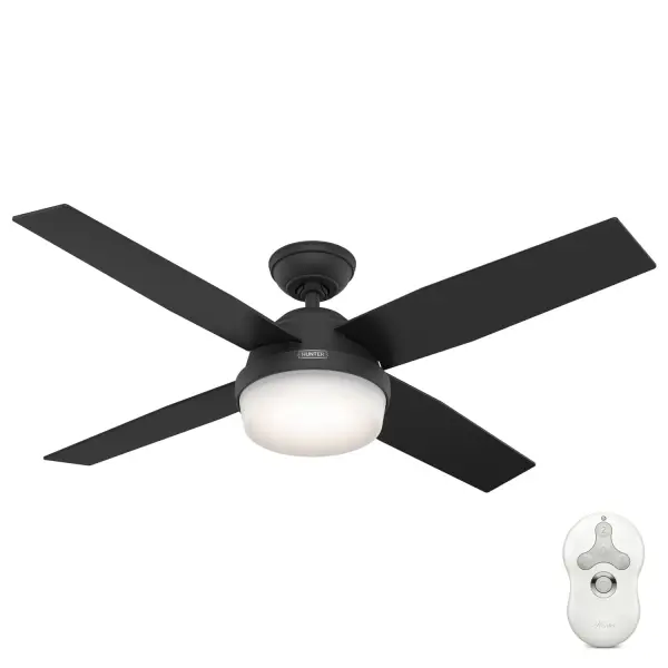 The Dempsey combines sleek modern design with practical functionality. Its matte black finish and angular details create a sophisticated look, while the 4-blade design with dark gray oak accents adds warmth. High-efficiency LED lighting and excellent airflow make it ideal for large spaces.