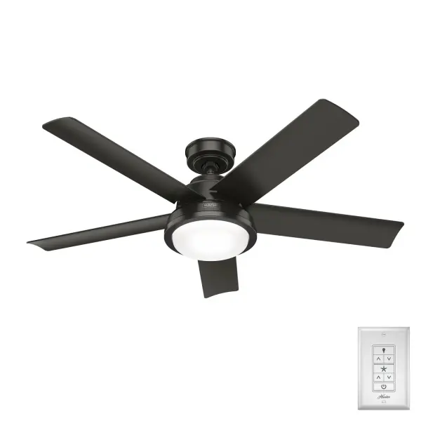 Crafted with high-quality materials, the Seawall ceiling fan is built to last, with a powerful motor that delivers optimal performance and energy efficiency. Its reversible motor allows you to switch between downdraft mode, which creates a cooling breeze, and updraft mode, which circulates warm air in the cooler months. The Seawall is perfect for your pergola because of our WeatherMax® corrosion resistance holds up in harsh, outdoor weather. It's also stylish enough to complement any outdoor decor. WeatherMax® coastal-rated fans ensure corrosion resistance in harsh, outdoor weather. Built with our SureSpeed® Guarantee to deliver faster airflow you can feel Wet-rated for use in outdoor spaces exposed to extreme weather elements 2 bulbs included CORROSION-RESISTANT: Engineered for the Elements®, WeatherMax® outdoor ceiling fans resist corrosion from water and salt air, backed by a 3-year finish warranty. AIRFLOW YOU FEEL: Built with our SureSpeed® Guarantee to deliver over 33% higher air velocity than leading competitors* while maintaining quiet, wobble-free performance. WHISPER-QUIET MOTOR: 3-speed, WhisperWind® reversible motor for optimal performance in summer and winter. SMALL ROOM FAN: Ideal size for home offices, laundry rooms, and bedrooms. DROOP-FREE BLADES: Made from durable materials to ensure no blade drooping. STANDARD PROFILE MOUNTING: 3 inch downrod included. 140 YEARS OF QUALITY: Cutting-edge technology, American engineered, and ETL/UL tested for the highest safety standards — All backed by a limited lifetime motor warranty for peace of mind. COMPATIBLE ACCESSORIES: Works with Hunter and Casablanca accessories, not including Hunter Original® accessories. WARRANTY: Limited Lifetime Motor Warranty backed by the only company with over 140 years in the fan business. *Based on testing conducted January 2023 comparing the average high-speed airflow velocity of Hunter SureSpeed ceiling fans and the best-selling online models for leading competitors.