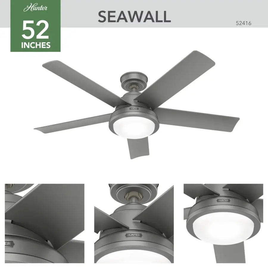 Seawall Outdoor WeatherMax with LED Light 52 inch with remote - Image 4