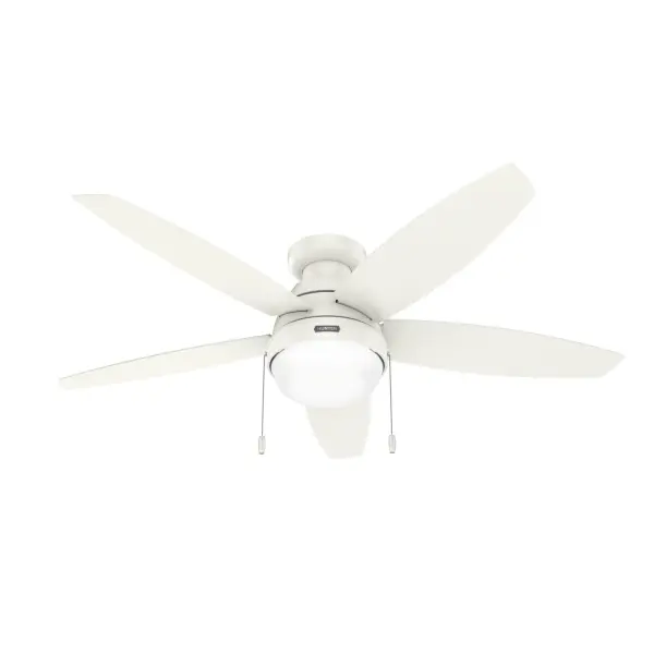 A small fan with big mid-century modern influences. The Lilliana combines simple design with subtle asymmetrical detailing for a look that adds a mid-century modern vibe to small spaces that need a statement piece. Built with our SureSpeed® Guarantee of Faster Cooling Power®, this small ceiling fan packs a punch with its airflow performance as well as its design. Multiple finishes and affordable prices make this fan an easy choice. Built with our SureSpeed® Guarantee to deliver faster airflow you can feel WhisperWind® whisper-quiet motor. Rated for indoor use only 2 bulbs included AIRFLOW YOU FEEL: Built with our SureSpeed® Guarantee to deliver over 33% higher air velocity than leading competitors* while maintaining quiet, wobble-free performance. WHISPER-QUIET MOTOR: 3-speed, WhisperWind® reversible motor for optimal performance in summer and winter. INDOOR FANS: Great for bedrooms, offices and great rooms. Make sure you get the right size for the best cooling efficiency. LARGE ROOM FAN: Ideal size for spaces like living rooms and bedrooms. LOW PROFILE MOUNTING: Designed to fit flush against ceilings less than 9 feet high. 140 YEARS OF QUALITY: Cutting-edge technology, American engineered, and ETL/UL tested for the highest safety standards — All backed by a limited lifetime motor warranty for peace of mind. COMPATIBLE ACCESSORIES: Works with Hunter and Casablanca accessories, not including Hunter Original® accessories WARRANTY: Limited Lifetime Motor Warranty backed by the only company with over 140 years in the fan business *Based on testing conducted January 2023 comparing the average high-speed airflow velocity of Hunter SureSpeed ceiling fans and the best-selling online models for leading competitors.