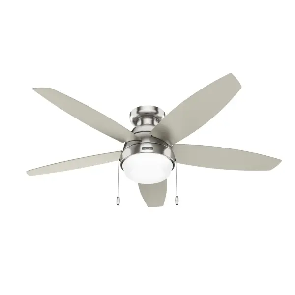 A small fan with big mid-century modern influences. The Lilliana combines simple design with subtle asymmetrical detailing for a look that adds a mid-century modern vibe to small spaces that need a statement piece. Built with our SureSpeed® Guarantee of Faster Cooling Power®, this small ceiling fan packs a punch with its airflow performance as well as its design. Multiple finishes and affordable prices make this fan an easy choice. Built with our SureSpeed® Guarantee to deliver faster airflow you can feel WhisperWind® whisper-quiet motor. Rated for indoor use only 2 bulbs included AIRFLOW YOU FEEL: Built with our SureSpeed® Guarantee to deliver over 33% higher air velocity than leading competitors* while maintaining quiet, wobble-free performance. WHISPER-QUIET MOTOR: 3-speed, WhisperWind® reversible motor for optimal performance in summer and winter. INDOOR FANS: Great for bedrooms, offices and great rooms. Make sure you get the right size for the best cooling efficiency. LARGE ROOM FAN: Ideal size for spaces like living rooms and bedrooms. LOW PROFILE MOUNTING: Designed to fit flush against ceilings less than 9 feet high. 140 YEARS OF QUALITY: Cutting-edge technology, American engineered, and ETL/UL tested for the highest safety standards — All backed by a limited lifetime motor warranty for peace of mind. COMPATIBLE ACCESSORIES: Works with Hunter and Casablanca accessories, not including Hunter Original® accessories WARRANTY: Limited Lifetime Motor Warranty backed by the only company with over 140 years in the fan business *Based on testing conducted January 2023 comparing the average high-speed airflow velocity of Hunter SureSpeed ceiling fans and the best-selling online models for leading competitors. - alternate view
