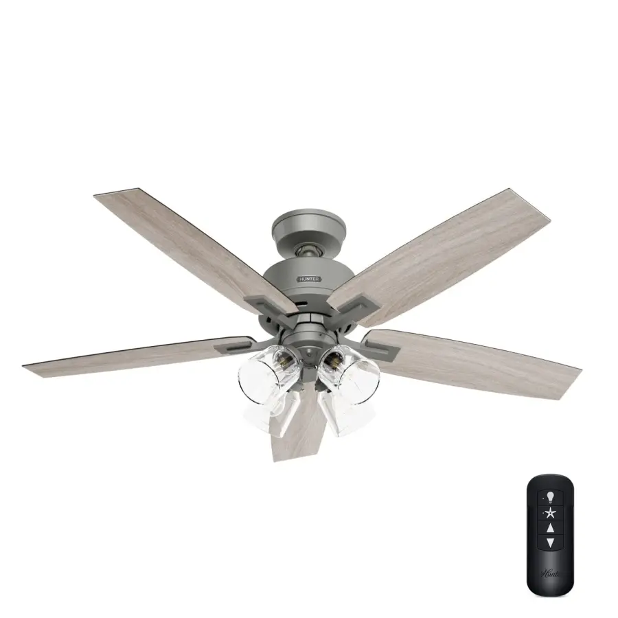 Gatlinburg 52" Ceiling Fan with Light Kit in Matte Silver - Image 1