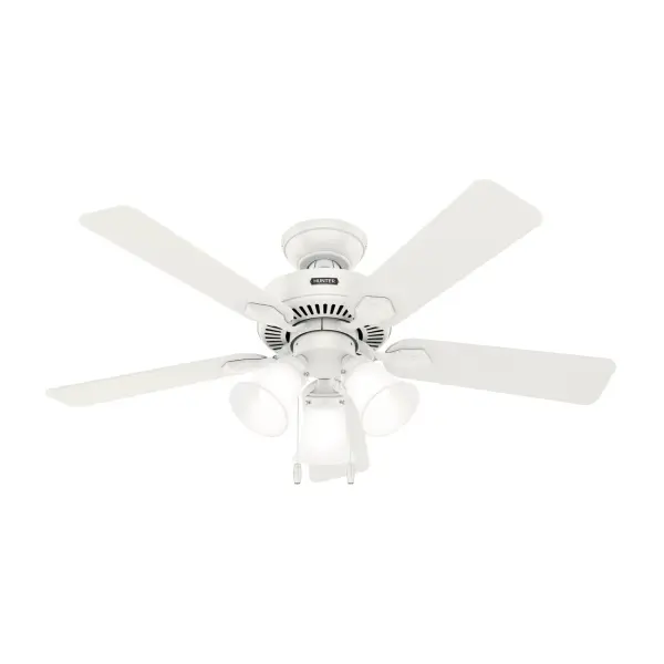 The Swanson combines timeless traditional styling with modern DC motor technology. Its matte silver finish and dual-tone wood blades create visual interest while delivering whisper-quiet, energy-efficient cooling. - alternate view