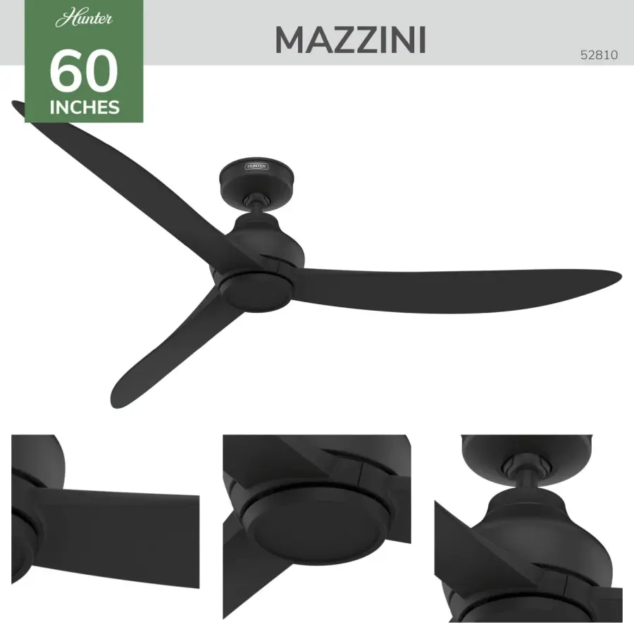 Mazzini 60" Outdoor Ceiling Fan in Matte Black - Image 3