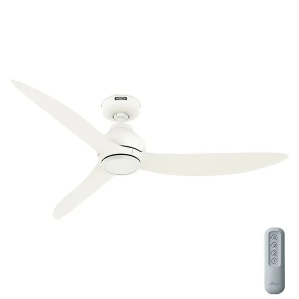 The Mazzini ENERGY STAR® Ceiling Fan combines casual modern design with top-notch performance. Our Exclusive SureSpeed® Guarantee ensures high-speed cooling with optimized airflow. ENERGY STAR® certified, this fan is 64% more efficient than conventional models, saving you money on cooling costs. Featuring a DC motor for superior efficiency and a handheld remote for easy control, the Mazzini fan delivers powerful, energy-efficient performance with sleek, contemporary style. Hunter's ENERGY STAR® certified ceiling fans are 64% more energy efficient* Built with our SureSpeed® Guarantee to deliver faster airflow you can feel. Damp-rated for covered outdoor spaces Handheld Remote included ENERGY EFFICIENT: Hunter's ENERGY STAR® certified ceiling fans are 64% more efficient on average than conventional fans* while helping you save you money on cooling costs. AIRFLOW YOU FEEL: Built with our SureSpeed® Guarantee, this fan delivers high airflow velocity while maintaining quiet, wobble-free performance. DAMP-RATED: A great option for covered patios, screened porches, and other areas that are not directly exposed to rain, snow, water, or moisture. EASY REMOTE FUNCTION: Use the control to adjust the fan speed, dim the light, and reverse the motor seasonally. LARGE ROOM FAN: Ideal size for spaces like living rooms and bedrooms. CEILING HEIGHT: This fan is wired for a downrod up to 12 inches in length. DOWNROD EXTENSION: For an extension downrod longer than 12 inches, use our DC Accessory Wire Kits—choose from 99696 (18-24 inches), 99697 (36-48 inches), or 99698 (60-72 inches) based on your required length. 140 YEARS OF QUALITY: Cutting-edge technology, American engineered, and ETL/UL tested for the highest safety standards — All backed by a limited lifetime motor warranty for peace of mind. COMPATIBLE ACCESSORIES: Works with Hunter and Casablanca accessories, not including Hunter Original® accessories or DC fans. WARRANTY: Limited Lifetime Motor Warranty backed by the only company with over 140 years in the fan business *Based on testing conducted January 2023 comparing the average high-speed airflow velocity of Hunter SureSpeed ceiling fans and the best-selling online models for leading competitors.