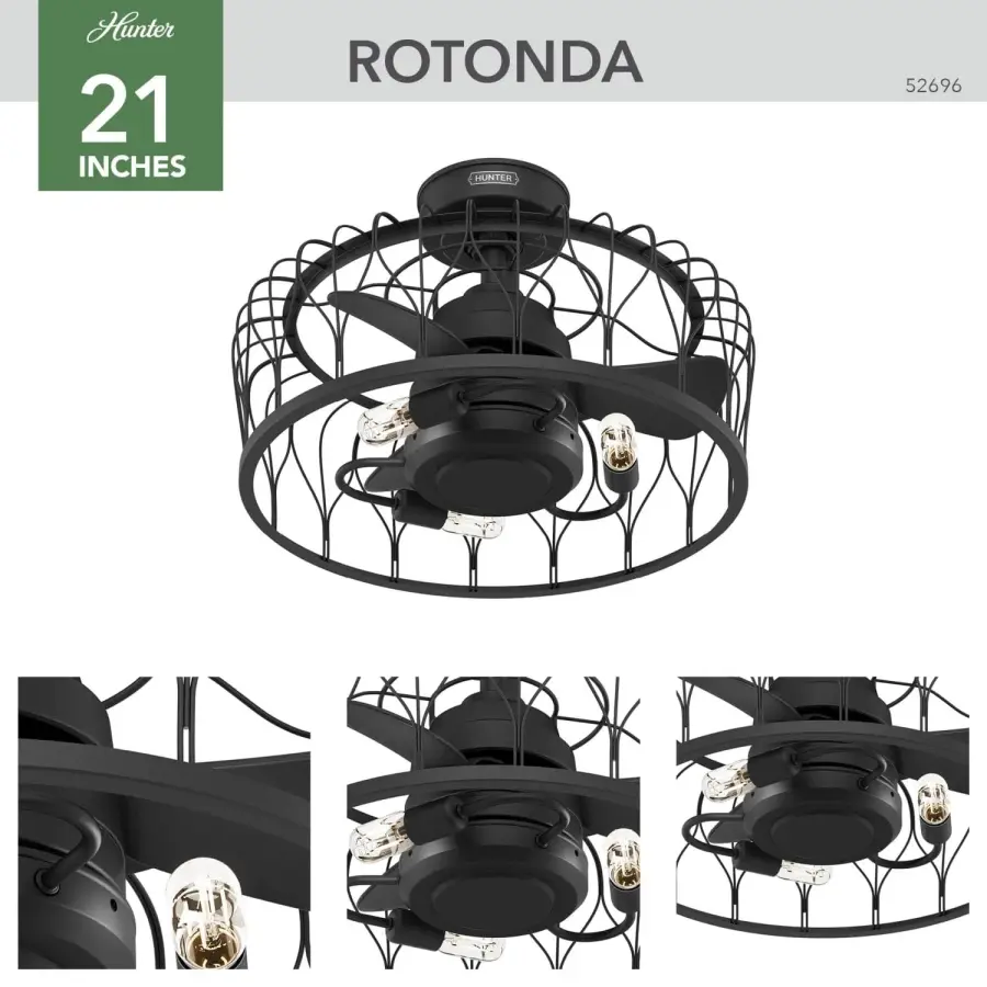 Rotonda 20" Ceiling Fan with Light Kit in Matte Black - Image 2