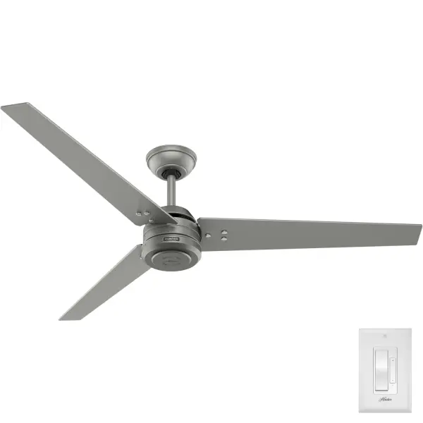 Transform your great room or covered outdoor space with the Cassius Outdoor ENERGY STAR® 60 inch. Designed to complement Casual, Farmhouse, and Industrial styles, this fan combines aesthetic versatility with superior functionality. Its 4-speed Eco Whisper DC motor ensures efficient, whisper-quiet performance, perfect for creating a relaxing ambiance. Damp-rated, the Cassius handles covered outdoor areas effortlessly, offering durable and stylish cooling. Plus, as part of Hunter's ENERGY STAR® certified ceiling fans, it's 64% more energy efficient*, making it both an eco-friendly and elegant addition to your space. Hunter's ENERGY STAR® certified ceiling fans are 64% more energy efficient.* Our 4-speed Eco Whisper DC motor delivers efficient and quiet performance. Damp-rated for covered outdoor spaces Wall control included ENERGY EFFICIENT: Hunter's ENERGY STAR® certified ceiling fans are 64% more efficient on average than conventional fans* while helping you save you money on cooling costs. DAMP-RATED: A great option for covered patios, screened porches, and other areas that are not directly exposed to rain, snow, water, or moisture. EASY REMOTE FUNCTION: Use the control to adjust the fan speed and dim the light. GREAT ROOM FAN: Ideal size for great rooms, open concept spaces, and lofts. STANDARD PROFILE MOUNTING: 6 inch downrod included. HIGHER CEILINGS: To add an extended downrod, more than 6 inches, an accessory wire extension kit is required. EXTENDED DOWNROD &amp; WIRE COMPATIBILTY: For downrods longer than 12 inches, use our DC Accessory Wire Kits—choose from 99696 (18-24 inches), 99697 (36-48 inches), or 99698 (60-72 inches) based on your required length. 140 YEARS OF QUALITY: Cutting-edge technology, American engineered, and ETL/UL tested for the highest safety standards — All backed by a limited lifetime motor warranty for peace of mind. COMPATIBLE ACCESSORIES: Works with Hunter and Casablanca fans, except for Hunter Original models and those featuring a DC motor with pull chain. WARRANTY: Limited Lifetime Motor Warranty backed by the only company with over 140 years in the fan business. - alternate view