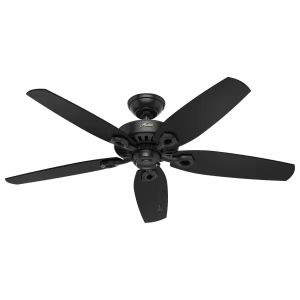 With a 52-inch blade span and multiple finishes to choose from, the casual, traditional style of the Builder Elite will complement your outdoor space without overpowering it. Perfect for any room or covered space exposed to moisture and humidity, this damp-rated fan is a great addition to your patio or sunroom oasis. A mainstay in the Hunter® product line, these outdoor ceiling fans without lights feature three-speed WhisperWind® motor technology to deliver quiet and ultra-powerful performance. WhisperWind® whisper-quiet motor. Damp-rated for covered outdoor spaces No light kit or bulbs included Pull chains included WHISPER-QUIET MOTOR: 3-speed, WhisperWind® reversible motor for optimal performance in summer and winter. DAMP-RATED: A great option for covered patios, screened porches, and other areas that are not directly exposed to rain, snow, water, or moisture. DROOP-FREE BLADES: Made from durable materials to ensure no blade drooping LARGE ROOM FAN: Ideal size for spaces like living rooms and bedrooms. STANDARD PROFILE MOUNTING: 3 inch downrod included. 140 YEARS OF QUALITY: Cutting-edge technology, American engineered, and ETL/UL tested for the highest safety standards — All backed by a limited lifetime motor warranty for peace of mind. COMPATIBLE ACCESSORIES: Works with Hunter and Casablanca accessories, not including Hunter Original® accessories. WARRANTY: Limited Lifetime Motor Warranty backed by the only company with over 140 years in the fan business.
