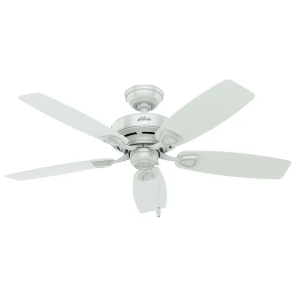 A great fit for small rooms with a traditional design, the Sea Wind's casual look will complement any area in or outside your home. Made with stainless steel hardware to resist rust, this damp-rated fan is perfect for rooms or covered spaces exposed to moisture and humidity like a patio or sunroom. The 48-inch blades of this outdoor ceiling fan are powered by a reversible, three-speed WhisperWind® motor delivering ultra-powerful air movement with a whisper-quiet performance so you get the cooling power you want without the noise. The Sea Wind Collection of ceiling fans offers a variety of mounting options and finishes to keep a cohesive look throughout your home. WhisperWind® whisper-quiet motor. Damp-rated for covered outdoor spaces No light kit or bulbs included Pull chains included WHISPER-QUIET MOTOR: 3-speed, WhisperWind® reversible motor for optimal performance in summer and winter. DAMP-RATED: A great option for covered patios, screened porches, and other areas that are not directly exposed to rain, snow, water, or moisture. DROOP-FREE BLADES: Made from durable materials to ensure no blade drooping SMALL ROOM FAN: Ideal size for home offices, laundry rooms, and bedrooms. STANDARD PROFILE MOUNTING: 3 inch downrod included. 140 YEARS OF QUALITY: Cutting-edge technology, American engineered, and ETL/UL tested for the highest safety standards — All backed by a limited lifetime motor warranty for peace of mind. COMPATIBLE ACCESSORIES: Works with Hunter and Casablanca accessories, not including Hunter Original® accessories WARRANTY: Limited Lifetime Motor Warranty backed by the only company with over 135 years in the fan business - alternate view