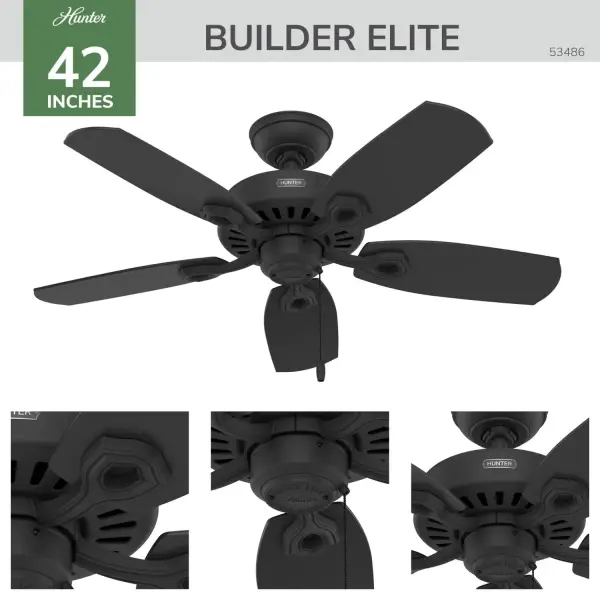 Builder Elite 42" Ceiling Fan in Matte Black - Image 4