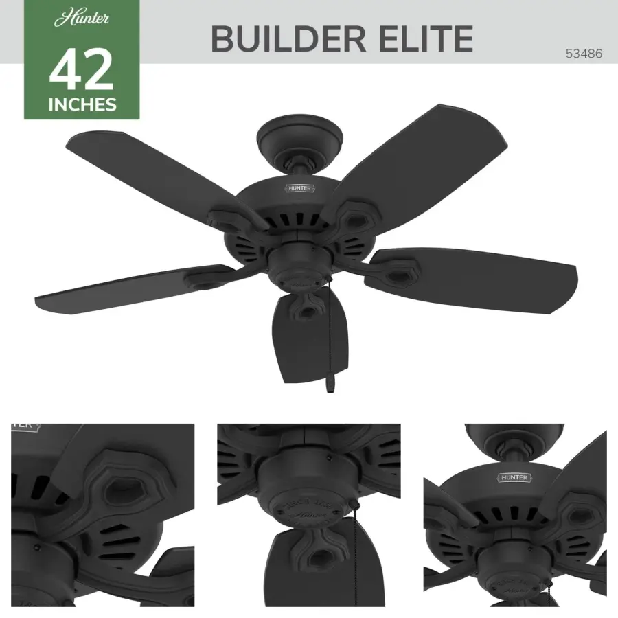Builder Elite 42" Ceiling Fan in Matte Black - Image 4
