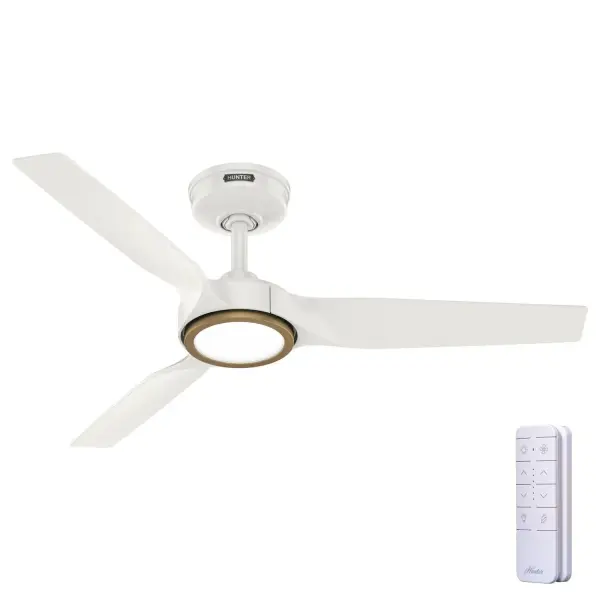 The Zentech 44" combines minimalist design with impressive performance. Its DC motor delivers powerful airflow at just 14W while maintaining near-silent operation. The integrated TrueLight LED offers 10 brightness levels and 10 color temperatures, making it ideal for rooms needing both cooling and customizable lighting.