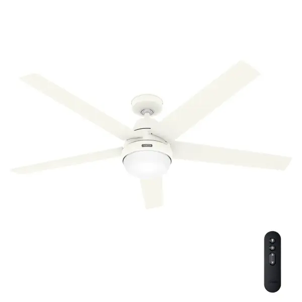 Adaptable in both form and function, the 60-inch Aerodyne ceiling fan features reversible blades that let you switch up your style with ease. ENERGY STAR® certified for efficient performance, it integrates seamlessly with Apple Home, Google Home Home, and Amazon Alexa using SIMPLEconnect® Wi-Fi® technology. The reversible, 6-speed DC motor—backed by our SureSpeed® Guarantee—delivers whisper-quiet, high-velocity airflow ideal for large indoor spaces. A pre-installed receiver streamlines installation, while the integrated LED light kit adds a soft, inviting glow. With a handheld remote for convenient control, Aerodyne blends smart technology with energy-conscious comfort. Hunter Smart™ technology for easy smart home integration. Hunter's ENERGY STAR® certified ceiling fans are 64% more energy efficient.* Built with our SureSpeed® Guarantee to deliver faster airflow you can feel. Our 6-speed DC motor provides the ultimate in efficient and quiet operation. SMART HOME FAN: HunterSMART™ (formerly SIMPLEconnect®) offers Wi-Fi capabilities, seamlessly integrating with smart home systems like Apple Home, Google Home Home, and Amazon Alexa. ENERGY EFFICIENT: Hunter's ENERGY STAR® certified ceiling fans are 64% more efficient on average than conventional fans* while helping you save you money on cooling costs. AIRFLOW YOU FEEL: Built with our SureSpeed® Guarantee, this fan delivers high airflow velocity while maintaining quiet, wobble-free performance. INDOOR FANS: Great for bedrooms, offices and great rooms. Make sure you get the right size for the best cooling efficiency. REVERSIBLE MOTOR: Our 6-speed DC motor provides the ultimate in efficient and quiet operation. PRE-INSTALLED RECEIVER: Remote receiver built into the fan. One less step for installation. EASY REMOTE FUNCTION: Use the control to adjust the fan speed, dim the light, and reverse the motor seasonally. CEILING HEIGHT: This fan includes a 3 inch download and is wired for a downrod up to 6 inches in length. COMPATIBLE ACCESSORIES: Works with Hunter and Casablanca accessories, not including Hunter Original® accessories 140 YEARS OF QUALITY: Cutting-edge technology, American engineered, and ETL/UL tested for the highest safety standards — All backed by a limited lifetime motor warranty for peace of mind.