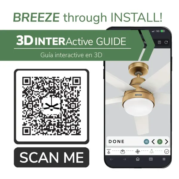 Aerodyne Indoor Smart Fan Energy Star with LED and Reversible Blades and Remote 60 inch - Image 57