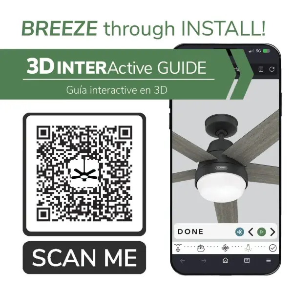 Aerodyne Indoor Smart Fan Energy Star with LED and Reversible Blades and Remote 60 inch - Image 58