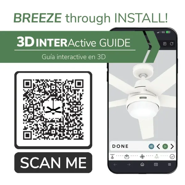 Aerodyne Indoor Smart Fan Energy Star with LED and Reversible Blades and Remote 60 inch - Image 74