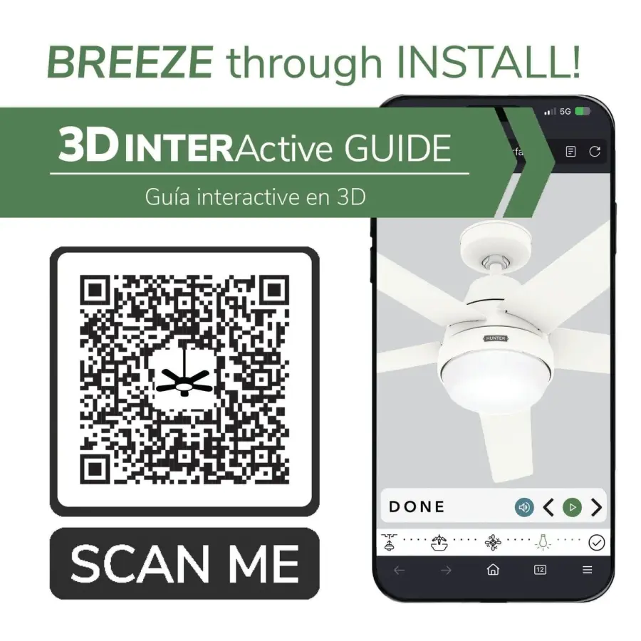 Aerodyne Indoor Smart Fan Energy Star with LED and Reversible Blades and Remote 60 inch - Image 74