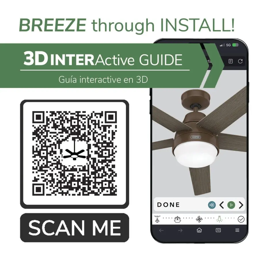 Aerodyne Indoor Smart Fan Energy Star with LED and Reversible Blades and Remote 60 inch - Image 75