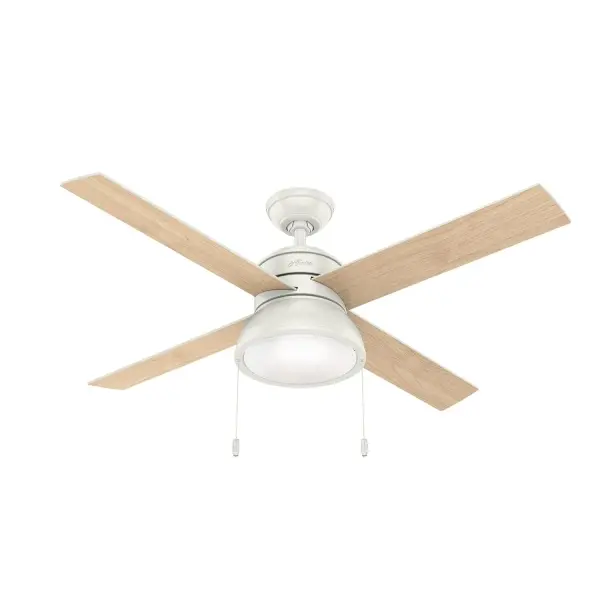 Let the Loki ceiling fan be the finishing touch to your large bedrooms, living rooms, nurseries, and home offices. This indoor ceiling fan is available in stunning finishes, including Weathered Copper and our premium Polished Nickel finish. The included pull chains make controlling the integrated LED light and three fan speeds easy. Featuring the WhisperWind® motor, you'll get the cooling power you need with whisper-quiet performance you expect. WhisperWind® whisper-quiet motor. Rated for indoor use only 2 bulbs included Pull chains included WHISPER-QUIET MOTOR: 3-speed, WhisperWind® reversible motor for optimal performance in summer and winter. INDOOR FANS: Great for bedrooms, offices and great rooms. Make sure you get the right size for the best cooling efficiency. LARGE ROOM FAN: Ideal size for spaces like living rooms and bedrooms. STANDARD PROFILE MOUNTING: 2 inch downrod included. 140 YEARS OF QUALITY: Cutting-edge technology, American engineered, and ETL/UL tested for the highest safety standards — All backed by a limited lifetime motor warranty for peace of mind. COMPATIBLE ACCESSORIES: Works with Hunter and Casablanca accessories, not including Hunter Original® accessories. WARRANTY: Limited Lifetime Motor Warranty backed by the only company with over 135 years in the fan business - alternate view