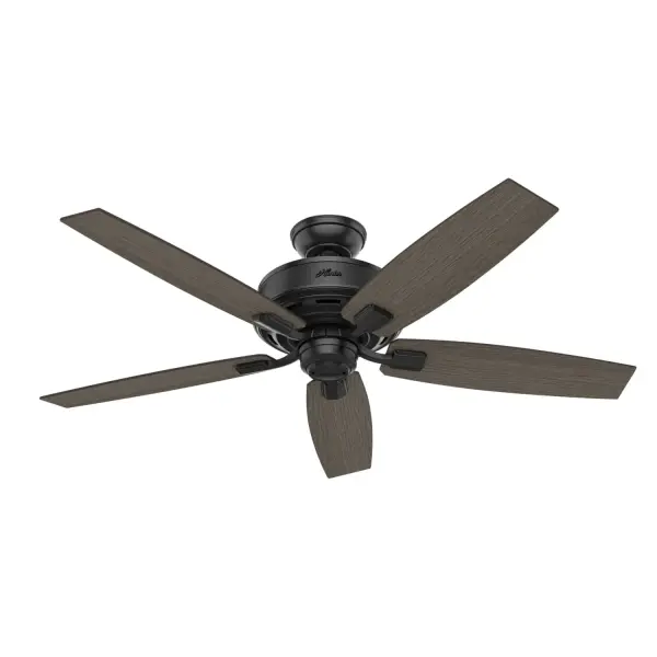 Regarded as one of our best ceiling fans by designers and homeowners alike, the renewed classic look of a Bennett ceiling fan will add flair to your traditional living spaces. A smoked yet clear open glass globe completes this fan's harmonious color palette while adding a touch of glamour. Whether you like your light moody or as bright as possible, the energy-efficient LED Edison bulbs enhance the ambiance of your room while a powerful WhisperWind® motor will make your formal, chic spaces as functional as they are stylish. WhisperWind® whisper-quiet motor. Rated for indoor use only 1 bulbs included Handheld remote included WHISPER-QUIET MOTOR: 3-speed, WhisperWind® reversible motor for optimal performance in summer and winter. INDOOR FANS: Great for bedrooms, offices and great rooms. Make sure you get the right size for the best cooling efficiency. LIGHT OUTPUT: Provides ambient, warm light. EASY CONTROL FUNCTION: Use the control to adjust the fan speed and dim the light. LARGE ROOM FAN: Ideal size for spaces like living rooms and bedrooms. STANDARD PROFILE MOUNTING: 3 inch downrod included. 140 YEARS OF QUALITY: Cutting-edge technology, American engineered, and ETL/UL tested for the highest safety standards — All backed by a limited lifetime motor warranty for peace of mind. COMPATIBLE ACCESSORIES: Works with Hunter and Casablanca accessories, not including Hunter Original® accessories. WARRANTY: Limited Lifetime Motor Warranty backed by the only company with over 140 years in the fan business. - alternate view