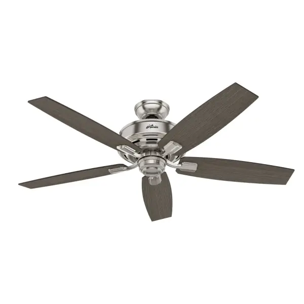 Regarded as one of our best ceiling fans by designers and homeowners alike, the renewed classic look of a Bennett ceiling fan will add flair to your traditional living spaces. A smoked yet clear open glass globe completes this fan's harmonious color palette while adding a touch of glamour. Whether you like your light moody or as bright as possible, the energy-efficient LED Edison bulbs enhance the ambiance of your room while a powerful WhisperWind® motor will make your formal, chic spaces as functional as they are stylish. WhisperWind® whisper-quiet motor. Rated for indoor use only 1 bulbs included Handheld remote included WHISPER-QUIET MOTOR: 3-speed, WhisperWind® reversible motor for optimal performance in summer and winter. INDOOR FANS: Great for bedrooms, offices and great rooms. Make sure you get the right size for the best cooling efficiency. LIGHT OUTPUT: Provides ambient, warm light. EASY CONTROL FUNCTION: Use the control to adjust the fan speed and dim the light. LARGE ROOM FAN: Ideal size for spaces like living rooms and bedrooms. STANDARD PROFILE MOUNTING: 3 inch downrod included. 140 YEARS OF QUALITY: Cutting-edge technology, American engineered, and ETL/UL tested for the highest safety standards — All backed by a limited lifetime motor warranty for peace of mind. COMPATIBLE ACCESSORIES: Works with Hunter and Casablanca accessories, not including Hunter Original® accessories. WARRANTY: Limited Lifetime Motor Warranty backed by the only company with over 140 years in the fan business. - alternate view