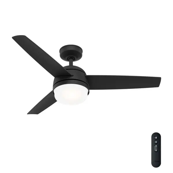 The Midtown ceiling fan makes itself at home in a variety of spaces. The 48-inch blade span makes it a great fit for many rooms while the design unifies simple and modern styles. The Midtown features our exclusive SureSpeed® Guarantee, delivering optimized, high-speed cooling. Create the perfect ambiance by using the included handheld remote to easily adjust the dimmable integrated LED light and fan speed. Built with our SureSpeed® Guarantee to deliver faster airflow you can feel WhisperWind® whisper-quiet motor. Rated for indoor use only 2 bulbs included AIRFLOW YOU FEEL: Built with our SureSpeed® Guarantee to deliver over 33% higher air velocity than leading competitors* while maintaining quiet, wobble-free performance. WHISPER-QUIET MOTOR: 3-speed, WhisperWind® reversible motor for optimal performance in summer and winter. INDOOR FANS: Great for bedrooms, offices and great rooms. Make sure you get the right size for the best cooling efficiency. EASY CONTROL FUNCTION: Use the control to adjust the fan speed and dim the light. SMALL ROOM FAN: Ideal size for home offices, laundry rooms, and bedrooms. STANDARD PROFILE MOUNTING: 4 inch downrod included. 140 YEARS OF QUALITY: Cutting-edge technology, American engineered, and ETL/UL tested for the highest safety standards — All backed by a limited lifetime motor warranty for peace of mind. COMPATIBLE ACCESSORIES: Works with Hunter and Casablanca accessories, not including Hunter Original® accessories WARRANTY: Limited Lifetime Motor Warranty backed by the only company with over 140 years in the fan business *Based on testing conducted January 2023 comparing the average high-speed airflow velocity of Hunter SureSpeed ceiling fans and the best-selling online models for leading competitors.