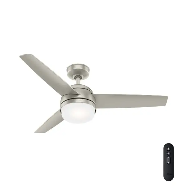 The Midtown ceiling fan makes itself at home in a variety of spaces. The 48-inch blade span makes it a great fit for many rooms while the design unifies simple and modern styles. The Midtown features our exclusive SureSpeed® Guarantee, delivering optimized, high-speed cooling. Create the perfect ambiance by using the included handheld remote to easily adjust the dimmable integrated LED light and fan speed. Built with our SureSpeed® Guarantee to deliver faster airflow you can feel WhisperWind® whisper-quiet motor. Rated for indoor use only 2 bulbs included AIRFLOW YOU FEEL: Built with our SureSpeed® Guarantee to deliver over 33% higher air velocity than leading competitors* while maintaining quiet, wobble-free performance. WHISPER-QUIET MOTOR: 3-speed, WhisperWind® reversible motor for optimal performance in summer and winter. INDOOR FANS: Great for bedrooms, offices and great rooms. Make sure you get the right size for the best cooling efficiency. EASY CONTROL FUNCTION: Use the control to adjust the fan speed and dim the light. SMALL ROOM FAN: Ideal size for home offices, laundry rooms, and bedrooms. STANDARD PROFILE MOUNTING: 4 inch downrod included. 140 YEARS OF QUALITY: Cutting-edge technology, American engineered, and ETL/UL tested for the highest safety standards — All backed by a limited lifetime motor warranty for peace of mind. COMPATIBLE ACCESSORIES: Works with Hunter and Casablanca accessories, not including Hunter Original® accessories WARRANTY: Limited Lifetime Motor Warranty backed by the only company with over 140 years in the fan business *Based on testing conducted January 2023 comparing the average high-speed airflow velocity of Hunter SureSpeed ceiling fans and the best-selling online models for leading competitors. - alternate view
