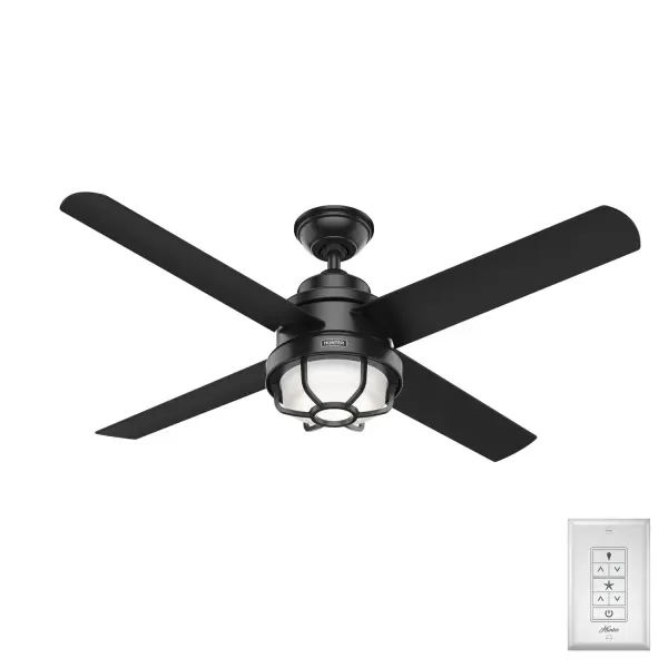 The Searow combines durability with style, featuring wet-rated construction that resists corrosion and salt air. Its lantern-inspired design and efficient airflow make it ideal for covered outdoor spaces.