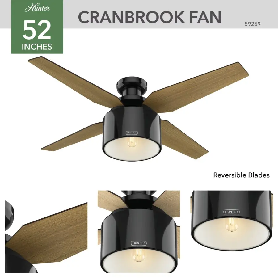 Cranbrook Low Profile with Light 52 inch - Image 6