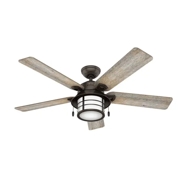 The Key Biscayne combines beach house aesthetics with serious performance. Its damp-rated construction and stainless steel hardware make it ideal for covered outdoor spaces, while the WhisperWind motor delivers impressive 3506 CFM airflow at whisper-quiet levels.