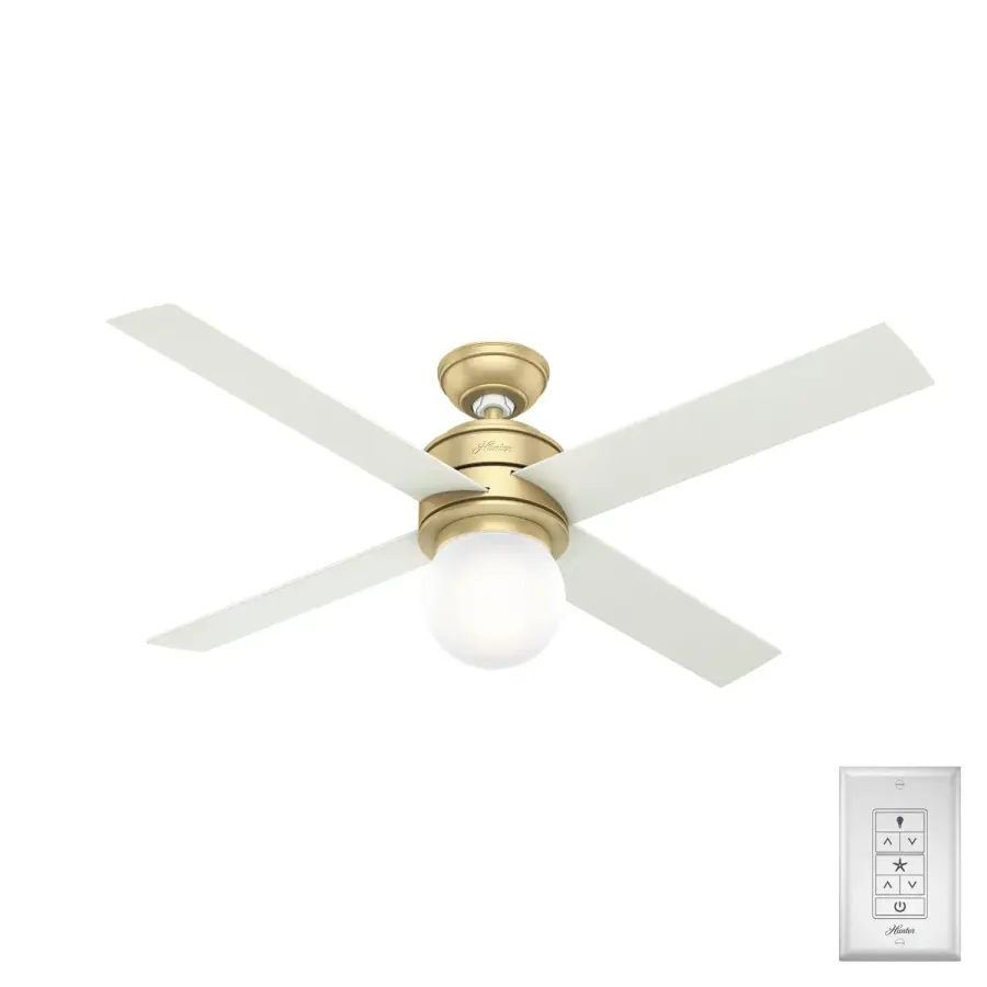 Hepburn 52" Ceiling Fan with Light in Modern Brass - Image 1