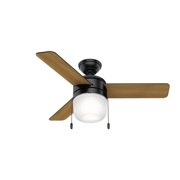 The Acumen modern ceiling fan is inspired by Scandinavian decor with soft lines and a balanced, friendly design. Shop this polished ceiling fan with a LED light to provide ambient light throughout your space with its frosted glass light fixture. The Acumen Collection is available in a variety of finishes, sizes and mounting options to customize the look of your room while maintaining the style you love throughout your home. WhisperWind® whisper-quiet motor. Rated for indoor use only 1 bulbs included Pull chains included WHISPER-QUIET MOTOR: 3-speed, WhisperWind® reversible motor for optimal performance in summer and winter. INDOOR FANS: Great for bedrooms, offices and great rooms. Make sure you get the right size for the best cooling efficiency. SMALL ROOM FAN: Ideal size for home offices, laundry rooms, and bedrooms. LOW PROFILE MOUNTING: Designed to fit flush against ceilings less than 9 feet high. 140 YEARS OF QUALITY: Cutting-edge technology, American engineered, and ETL/UL tested for the highest safety standards — All backed by a limited lifetime motor warranty for peace of mind. COMPATIBLE ACCESSORIES: Works with Hunter and Casablanca accessories, not including Hunter Original® accessories. WARRANTY: Limited Lifetime Motor Warranty backed by the only company with over 140 years in the fan business.