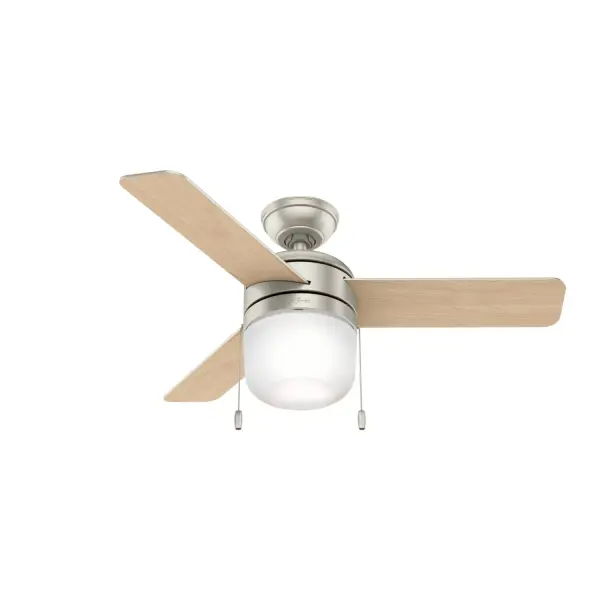 The Acumen modern ceiling fan is inspired by Scandinavian decor with soft lines and a balanced, friendly design. Shop this polished ceiling fan with a LED light to provide ambient light throughout your space with its frosted glass light fixture. The Acumen Collection is available in a variety of finishes, sizes and mounting options to customize the look of your room while maintaining the style you love throughout your home. WhisperWind® whisper-quiet motor. Rated for indoor use only 1 bulbs included Pull chains included WHISPER-QUIET MOTOR: 3-speed, WhisperWind® reversible motor for optimal performance in summer and winter. INDOOR FANS: Great for bedrooms, offices and great rooms. Make sure you get the right size for the best cooling efficiency. SMALL ROOM FAN: Ideal size for home offices, laundry rooms, and bedrooms. LOW PROFILE MOUNTING: Designed to fit flush against ceilings less than 9 feet high. 140 YEARS OF QUALITY: Cutting-edge technology, American engineered, and ETL/UL tested for the highest safety standards — All backed by a limited lifetime motor warranty for peace of mind. COMPATIBLE ACCESSORIES: Works with Hunter and Casablanca accessories, not including Hunter Original® accessories. WARRANTY: Limited Lifetime Motor Warranty backed by the only company with over 140 years in the fan business. - alternate view