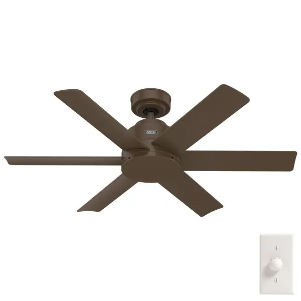 Inspired by the sleek design elements involved in the electronic industry, the Kennicott ceiling fan enhances your smaller spaces with a clean, modern touch. Make a statement in your kitchen, bathrooms, and laundry rooms with any of the available finishes, including Dusty Green. This fan is damp-rated for your outdoor spaces and style-rated for any room in your home. The Kennicott features a wall control for easy speed adjustments, a WhisperWind® motor for whisper-quiet performance, and is part of the SureSpeed® collection – guaranteed optimized high-speed cooling. Built with our SureSpeed® Guarantee to deliver faster airflow you can feel Installation made easy with Hunter's 3D InterActive Guide. Damp-rated for covered outdoor spaces No light kit or bulbs included AIRFLOW YOU FEEL: Built with our SureSpeed® Guarantee to deliver over 33% higher air velocity than leading competitors* while maintaining quiet, wobble-free performance. DIGITAL MANUAL: Installation made easy with Hunter's 3D InterActive Guide—just scan the QR code for quick setup. DROOP-FREE BLADES: Made from durable materials to ensure no blade drooping EASY CONTROL FUNCTION: Use the control to adjust the fan speed. SMALL ROOM FAN: Ideal size for home offices, laundry rooms, and bedrooms. STANDARD PROFILE MOUNTING: 3 inch downrod included. 140 YEARS OF QUALITY: Cutting-edge technology, American engineered, and ETL/UL tested for the highest safety standards — All backed by a limited lifetime motor warranty for peace of mind. COMPATIBLE ACCESSORIES: Works with Hunter and Casablanca accessories, not including Hunter Original® accessories. WARRANTY: Limited Lifetime Motor Warranty backed by the only company with over 140 years in the fan business. *Based on testing conducted January 2023 comparing the average high-speed airflow velocity of Hunter SureSpeed ceiling fans and the best-selling online models for leading competitors. - alternate view