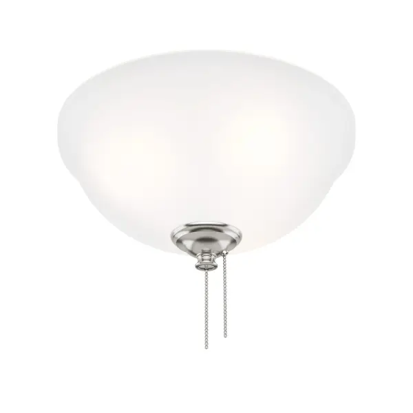 Works with Hunter and Casablanca fans, not including Hunter Original® fan Includes three finials in Fresh White, Premier Bronze, and Brushed Nickel for versatile styling options. LED light kit for lower energy consumption, brighter light output and a longer lifespan than traditional bulbs