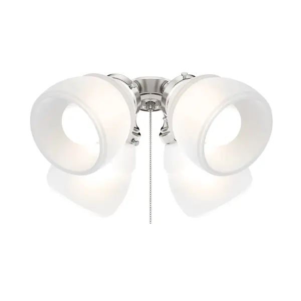 Works with Hunter and Casablanca fans, not including Hunter Original® fan Brushed Nickel finish LED light kit for lower energy consumption, brighter light output and a longer lifespan than traditional bulbs