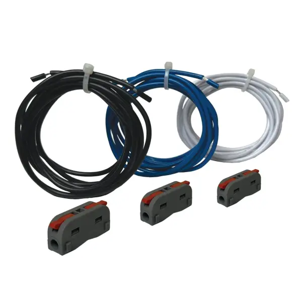 If you have high ceilings and need downrods over 24 inches, we have you covered. Our fans are wired for standard ceiling heights, supporting up to 24-inch downrods. This 60-inch wire extension kit allows you to extend your fan to the perfect height for cathedral ceilings. Easy to use with included connectors, it ensures compatibility with your fan. Shop for the right fan and the extra downrods needed to reach great ceiling heights. Compatible with most ceiling fans with and without light kits. This kit contains 3 wires and 3 secure fit connectors. The 60 inch wire kit makes adding a downrod simple with our easy-to-follow instructions. Compatible with DC motors with Skynet RX control.