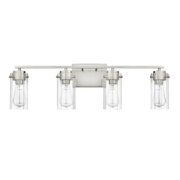 A versatile bath vanity fixture in timeless brushed nickel finish. Perfect for updating bathroom lighting with a clean, contemporary look that complements various design styles.
