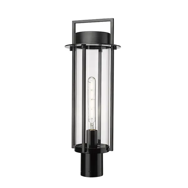 This outdoor wall sconce features a powder coated black finish designed for durability and weather resistance. Its contemporary styling complements modern exteriors while providing reliable outdoor illumination.