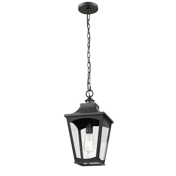 This outdoor wall sconce features a powder coated black finish designed for weather resistance and contemporary appeal. Ideal for illuminating exterior spaces with clean, modern styling.