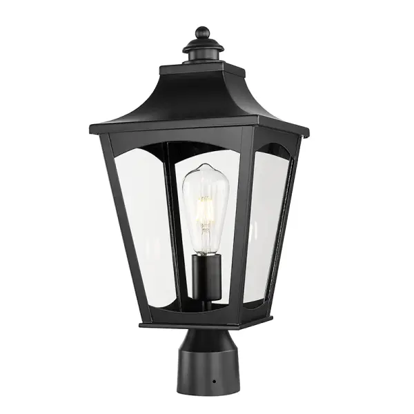 This outdoor wall sconce features a powder coated black finish designed for durability and weather resistance. Its contemporary styling complements modern exteriors while providing reliable outdoor illumination.