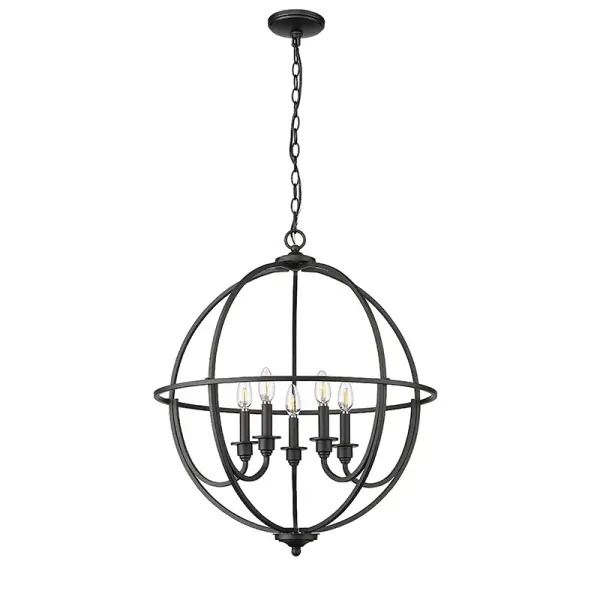The 12305 chandelier in matte black finish offers contemporary styling that complements a wide range of interior designs. Its neutral black finish makes it adaptable to both residential and commercial settings.