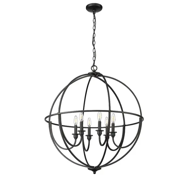 The 12306 chandelier in matte black finish offers contemporary styling that complements a variety of interior designs. Its neutral black finish provides versatility for both residential and commercial applications.