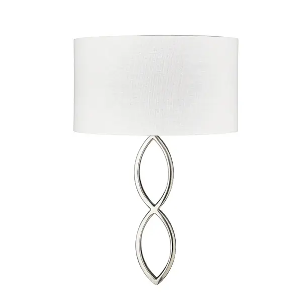 This transitional wall sconce combines the warmth of white linen with the sleek sophistication of brushed nickel, creating soft, diffused lighting perfect for intimate spaces and hallways.