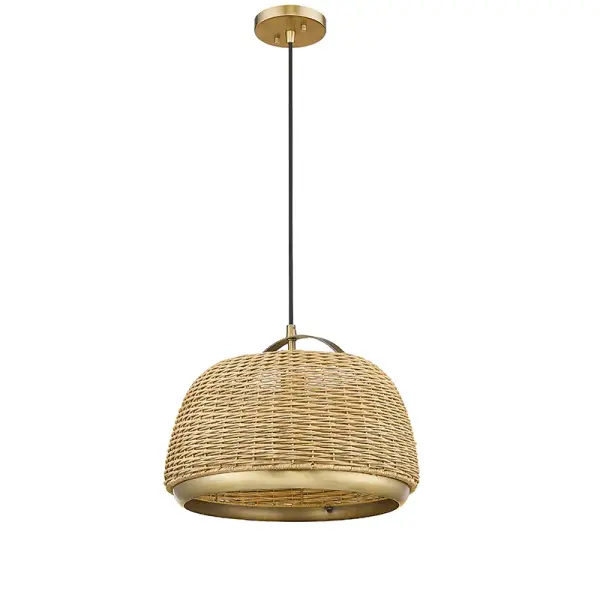 This natural rattan pendant brings organic texture and coastal warmth to any space. The handwoven shade paired with vintage brass hardware creates a sophisticated yet relaxed aesthetic perfect for modern coastal and organic interiors.