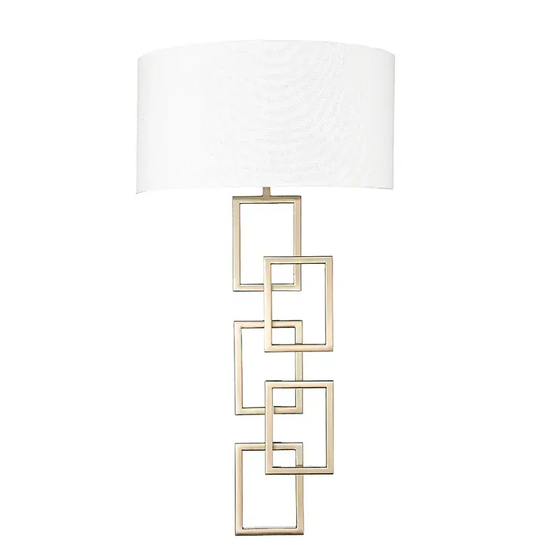 White Linen Shade Wall Sconce in Modern Gold