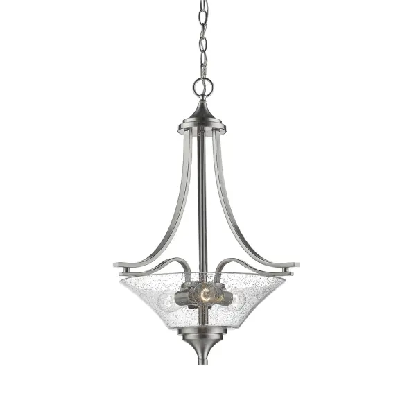 The 1473 pendant in brushed nickel offers a clean, contemporary aesthetic that complements a wide range of interior styles. Its neutral metallic finish makes it an adaptable choice for residential and commercial settings.