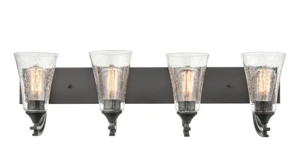 The 1494 vanity light in matte black finish delivers contemporary style with clean lines. Perfect for modern bathroom updates, this fixture provides functional task lighting with minimalist aesthetic appeal.