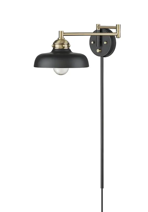 This adjustable swing arm wall sconce offers exceptional flexibility with 2-in-1 installation (plug-in or hardwired), multi-directional articulation, and convenient ON/OFF switch. Perfect for task lighting in bedrooms and offices.